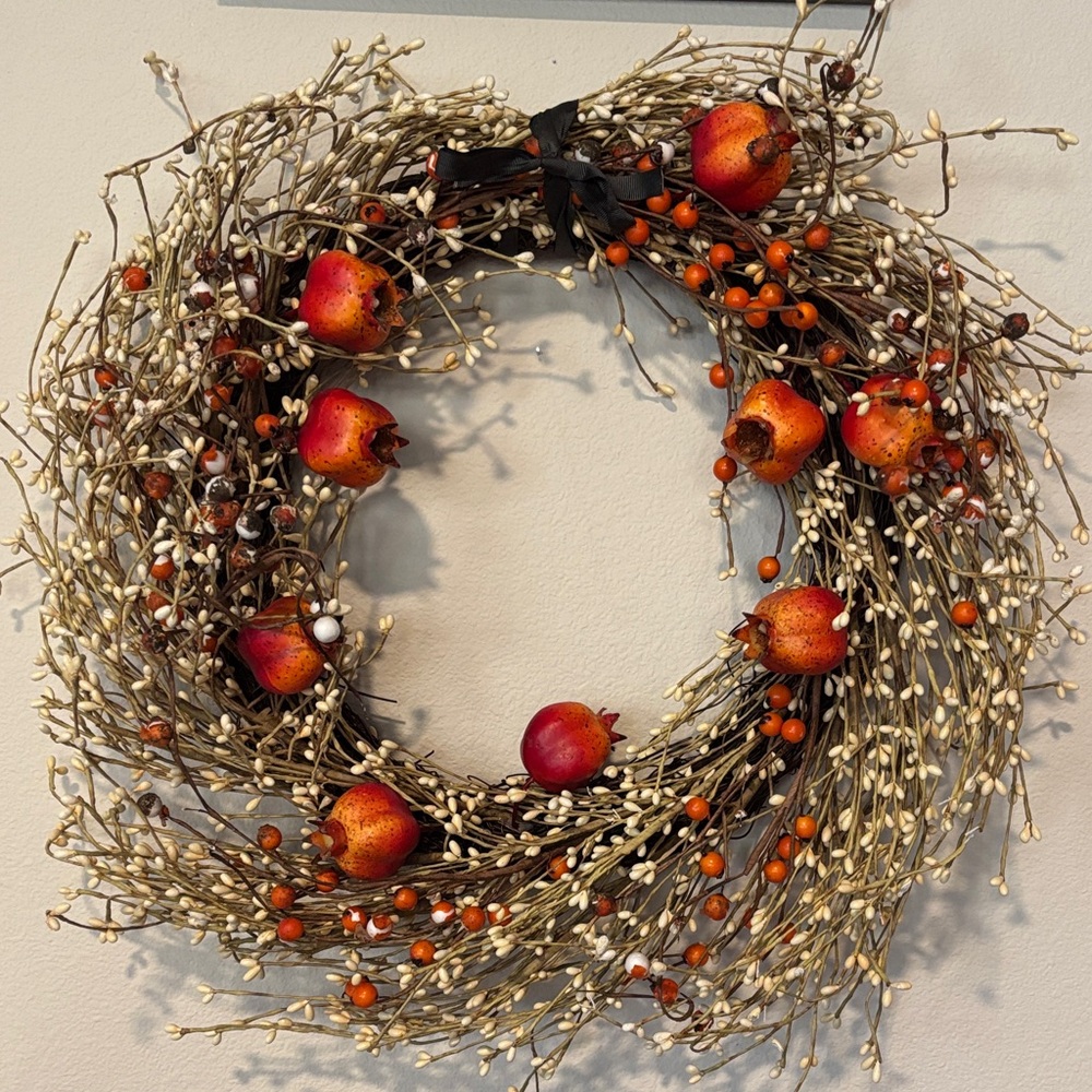 Festive Wayfair Orange and Cream Autumn 20” Wreath